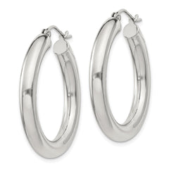 Sterling Silver 4mm Round Hoop Earrings