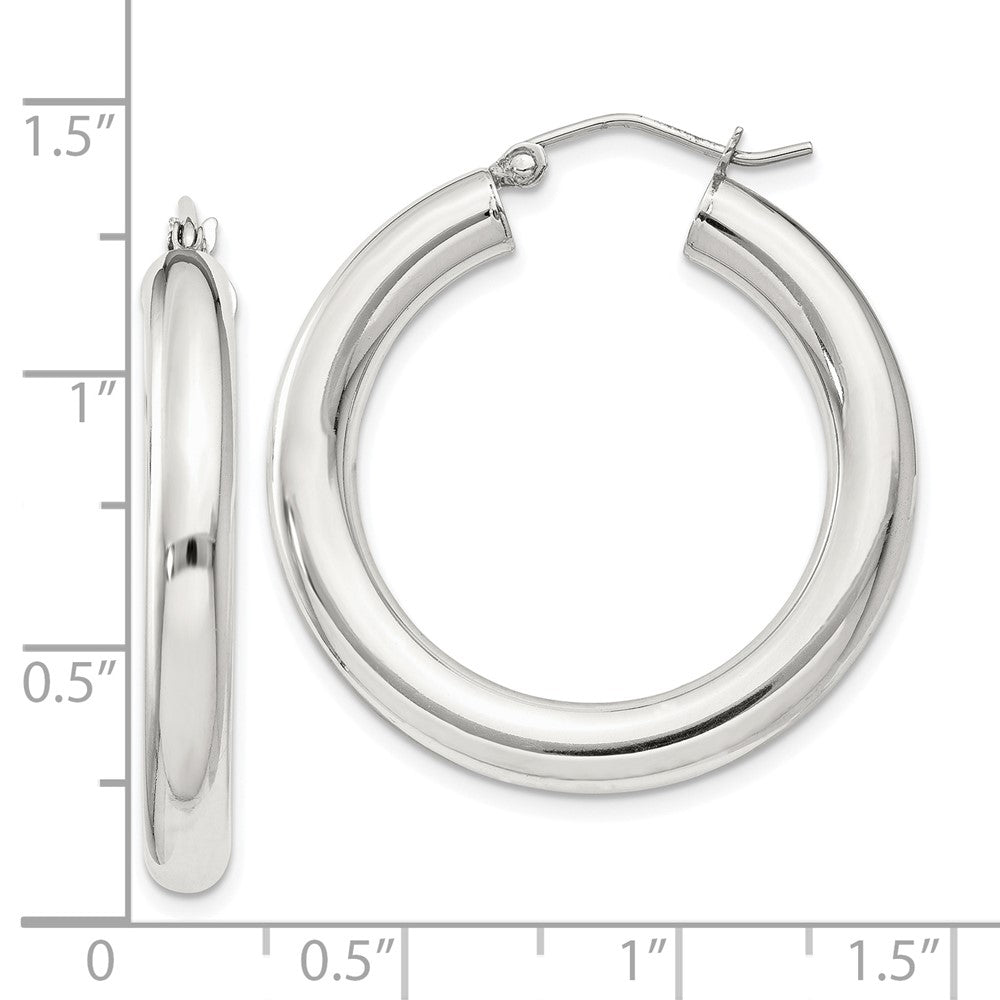 Sterling Silver 4mm Round Hoop Earrings