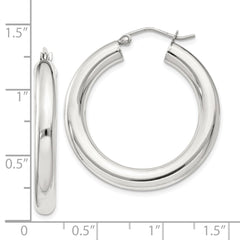 Sterling Silver 4mm Round Hoop Earrings