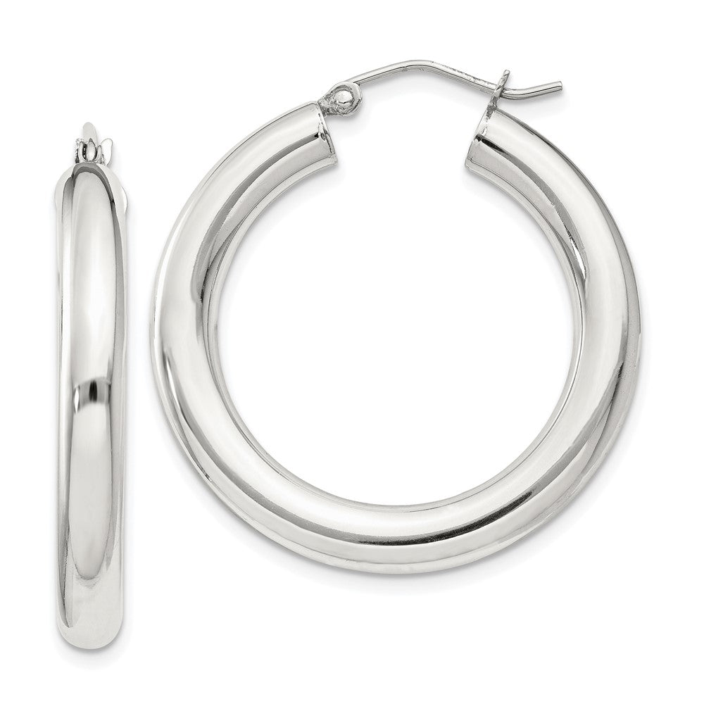 Sterling Silver 4mm Round Hoop Earrings