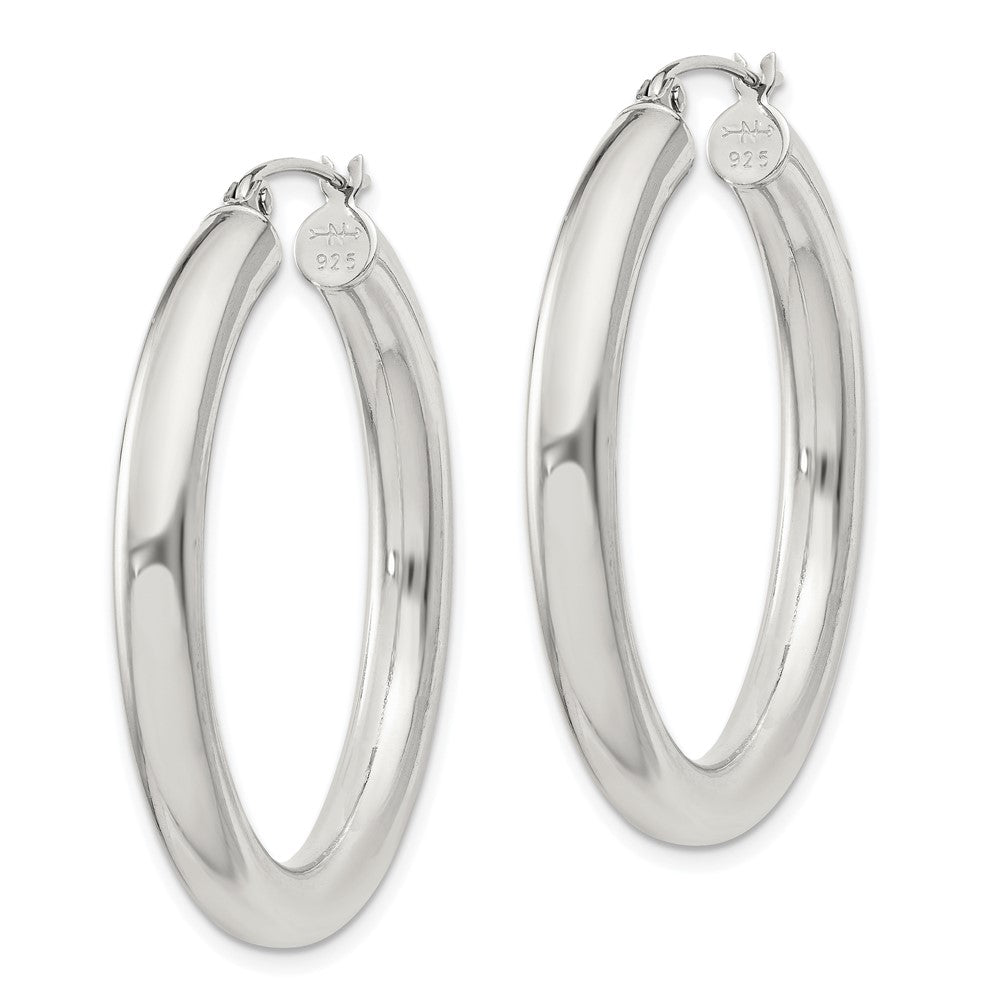 Sterling Silver 4mm Round Hoop Earrings