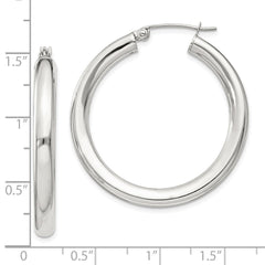 Sterling Silver 4mm Round Hoop Earrings