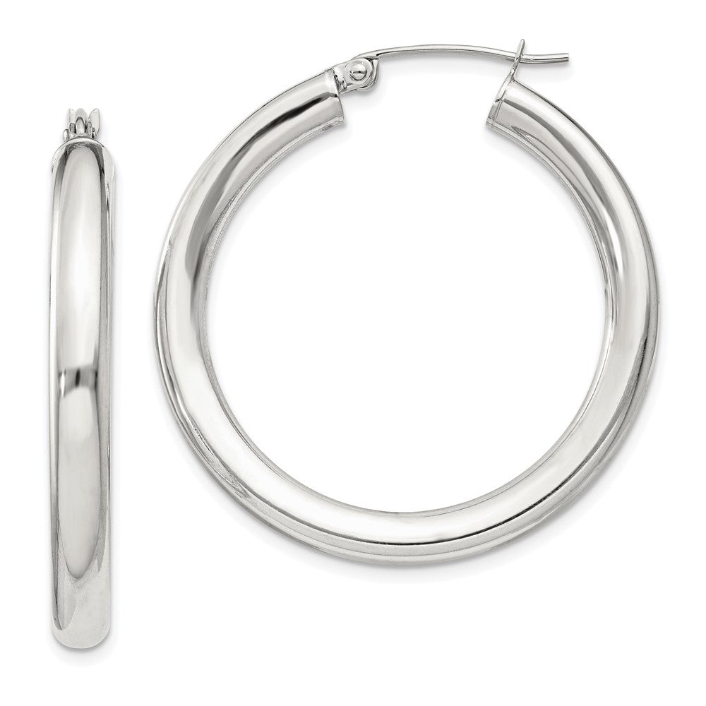 Sterling Silver 4mm Round Hoop Earrings