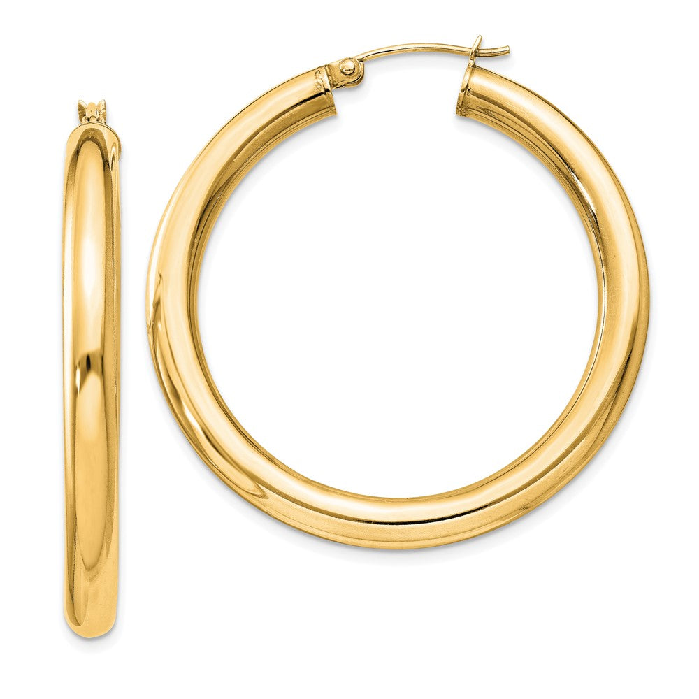Yellow Gold-plated Sterling Silver 4mm Round Hoop Earrings