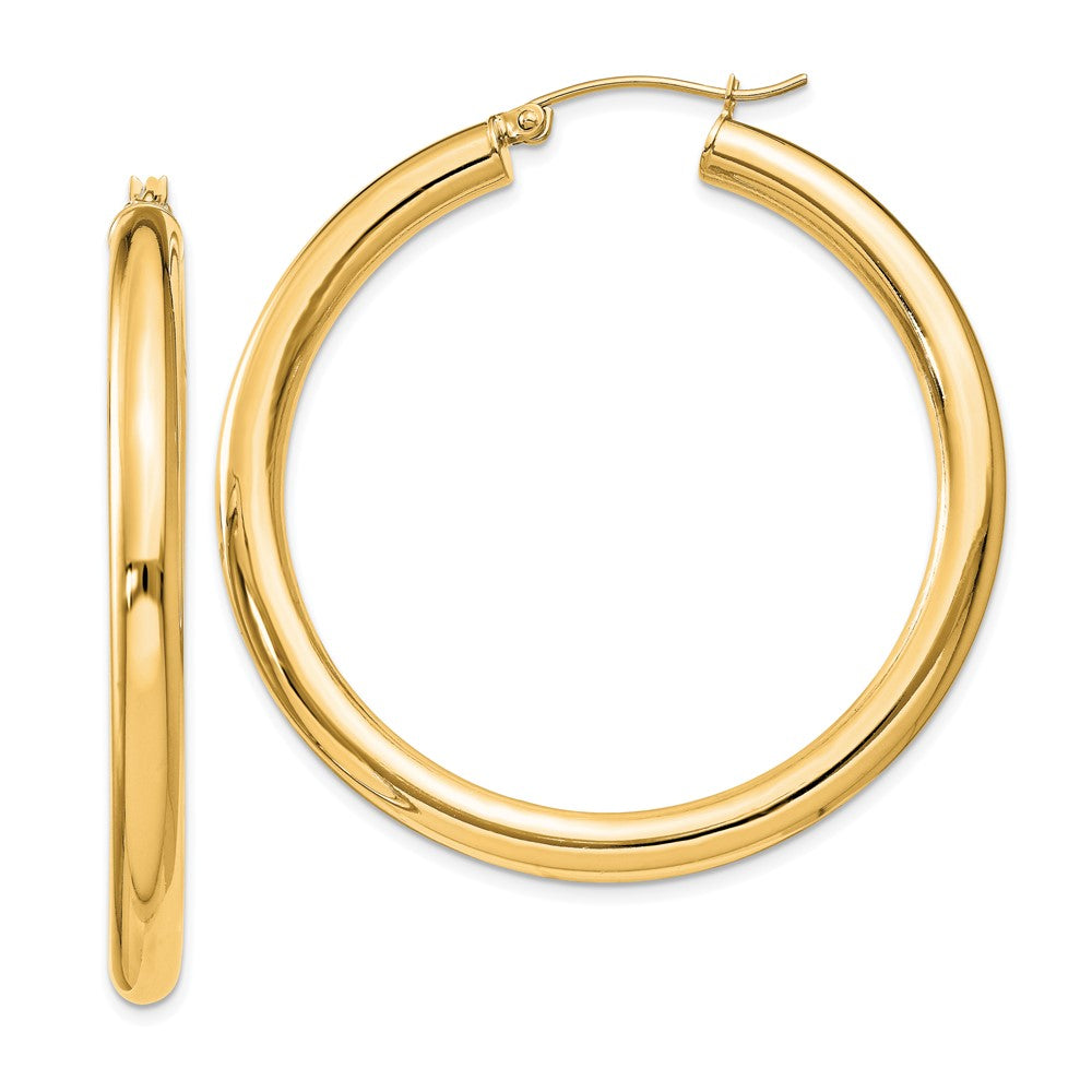 Yellow Gold-plated Sterling Silver 4mm Round Hoop Earrings