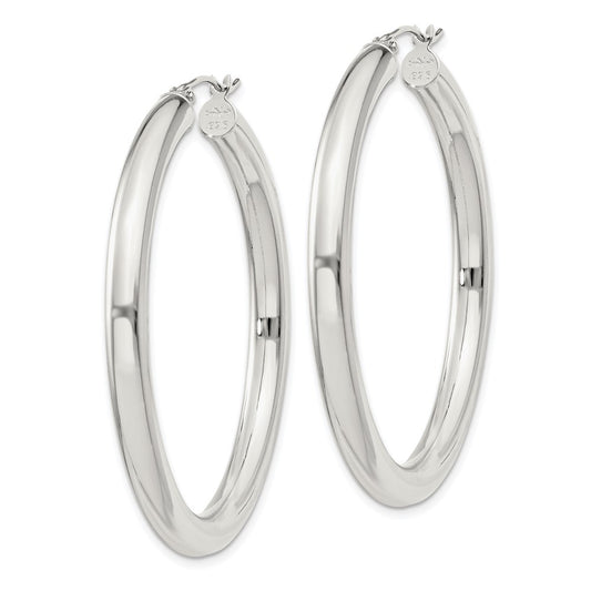 Sterling Silver 4mm Round Hoop Earrings