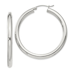 Sterling Silver 4mm Round Hoop Earrings