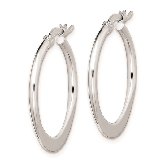 Rhodium-plated Sterling Silver Polished Tapered Hoop Earrings