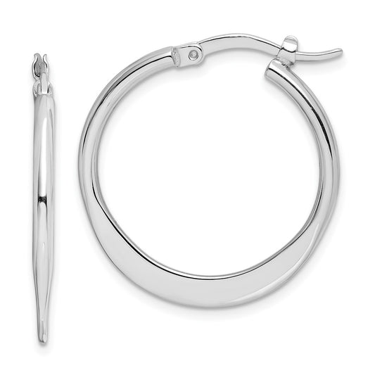 Rhodium-plated Sterling Silver Polished Tapered Hoop Earrings