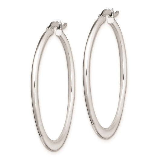 Rhodium-plated Sterling Silver Polished Tapered Hoop Earrings