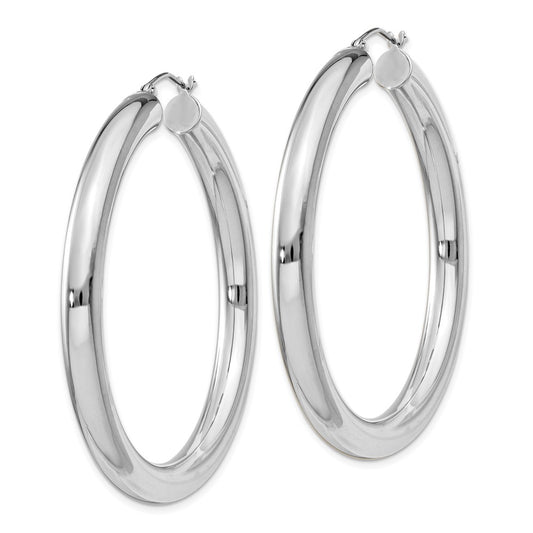 Rhodium-plated Sterling Silver 5mm Round Hoop Earrings