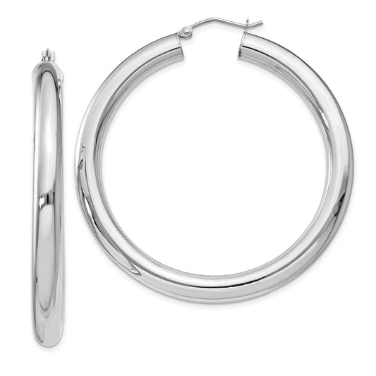 Rhodium-plated Sterling Silver 5mm Round Hoop Earrings