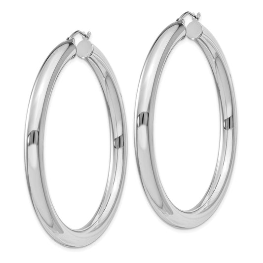 Rhodium-plated Sterling Silver 5mm Round Hoop Earrings