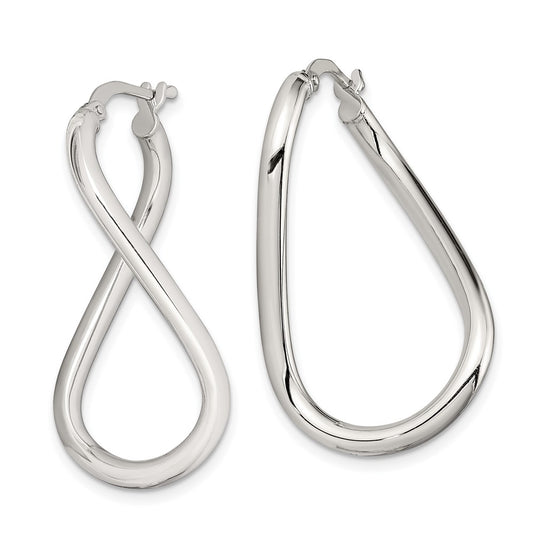 Rhodium-plated Sterling Silver Polished Twisted Hoop Earrings