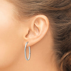 Sterling Silver Textured 3mm Hollow Oval Hoop Earrings