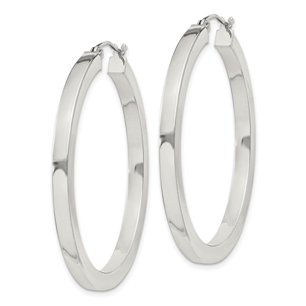 Sterling Silver 3x40mm Square Tube Hoop Earrings