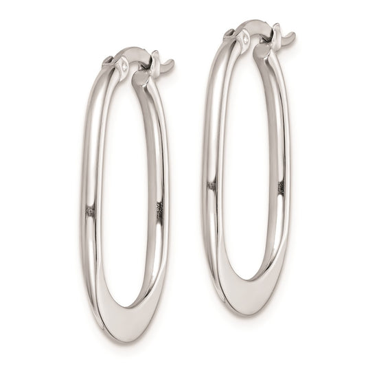 Rhodium-plated Sterling Silver Polished Hoop Earrings