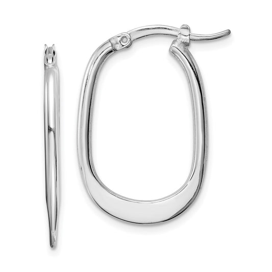 Rhodium-plated Sterling Silver Polished Hoop Earrings