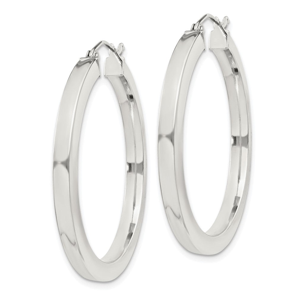 Sterling Silver 3x35mm Square Tube Hoop Earrings