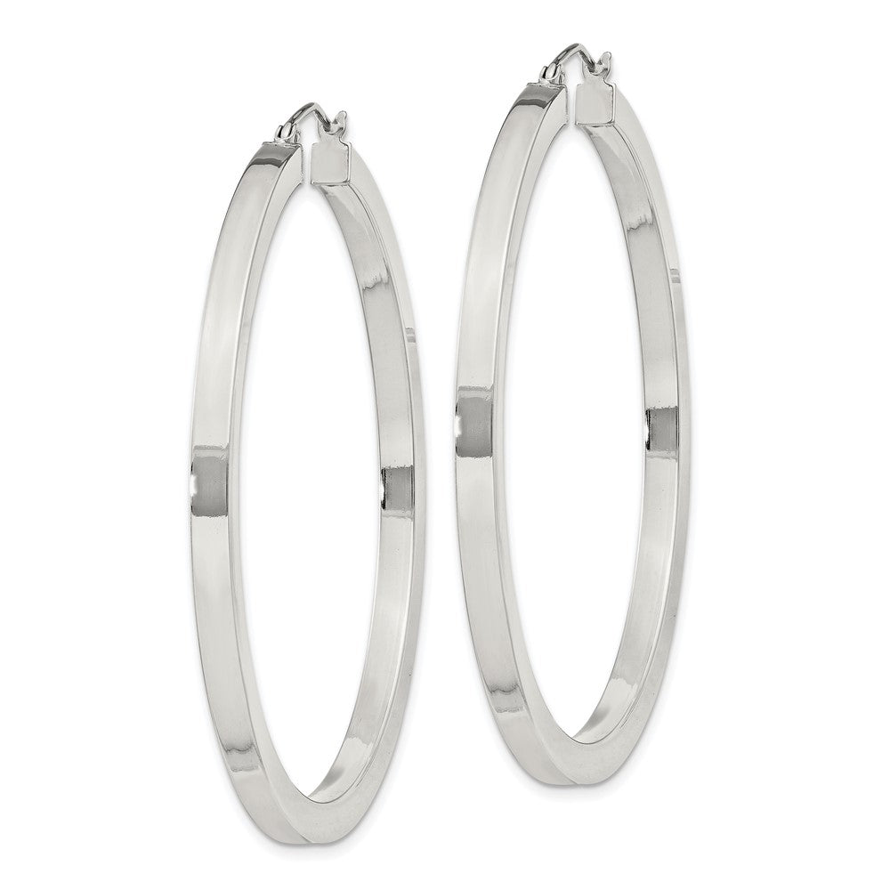 Sterling Silver 3x50mm Square Tube Hoop Earrings