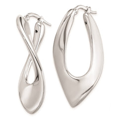 Sterling Silver Polished Rhodium Plated Hollow Twisted Hoop Earrings