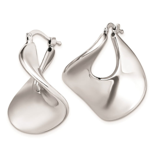 Rhodium-plated Sterling Silver Twisted Hollow Hoop Earrings