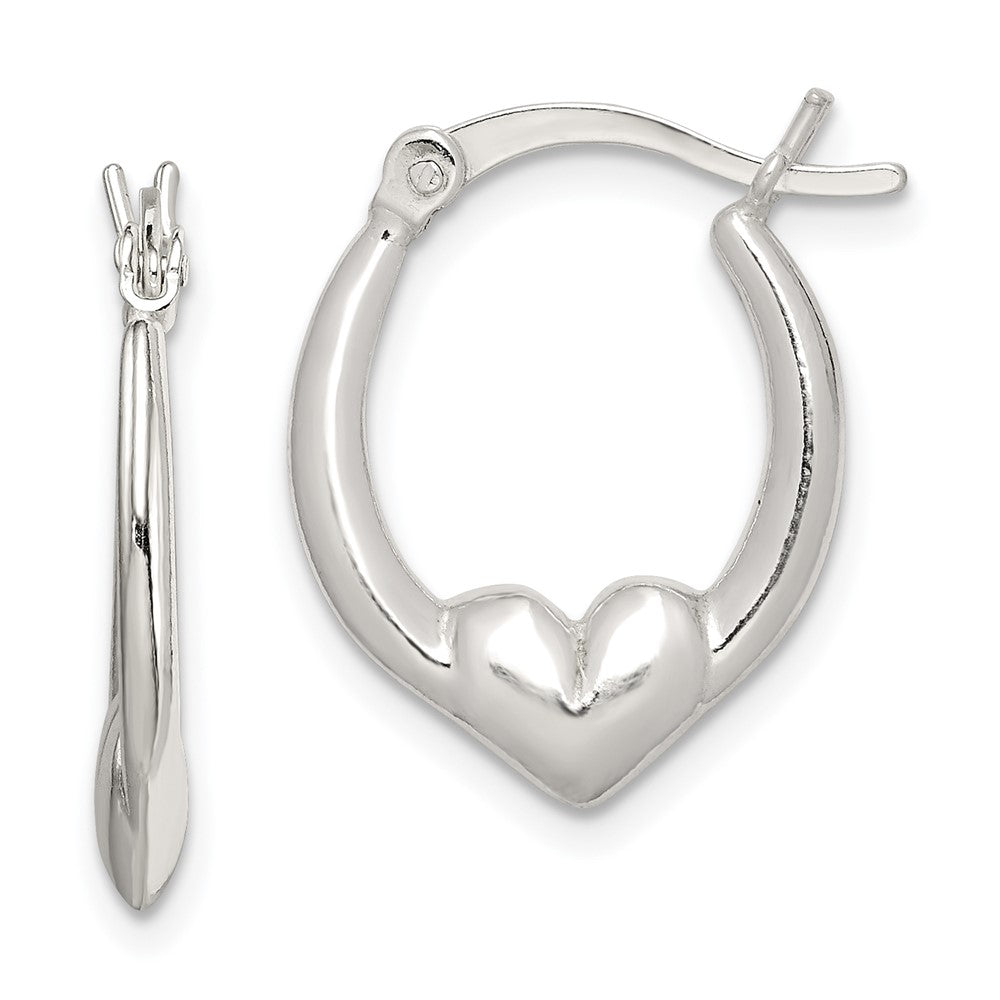 Sterling Silver Heart Hoop Earrings