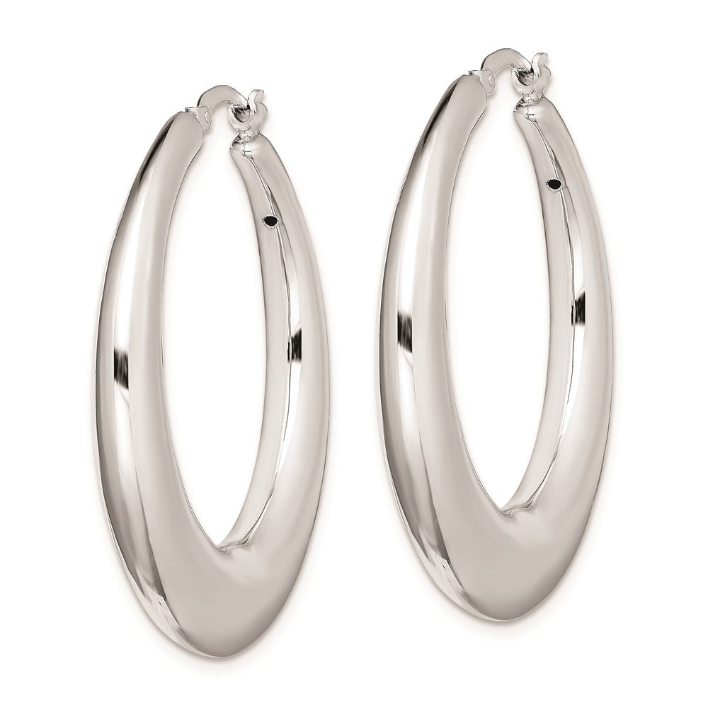 Sterling Silver Polished Rhodium Plated Hollow Hoop Earrings