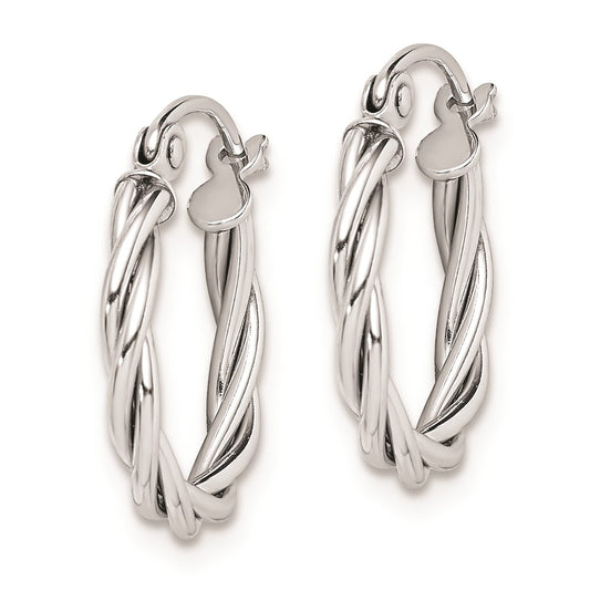 Rhodium-plated Sterling Silver 2mm Twisted Hoop Earrings