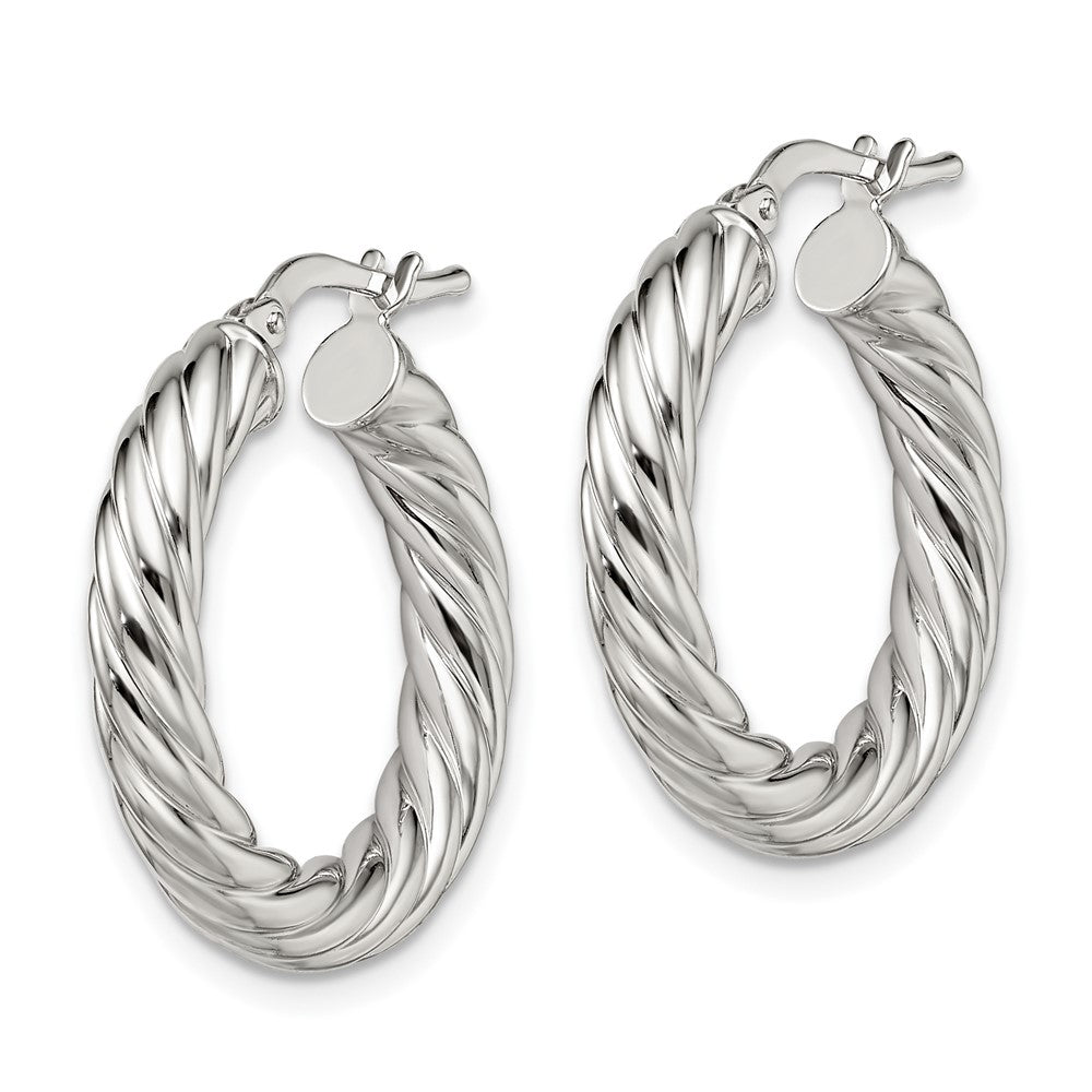 Sterling Silver Polished Twisted 4mm Hoop Earrings