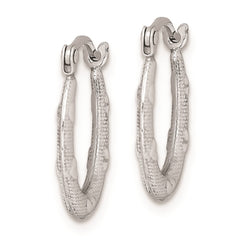 Rhodium-plated Sterling Silver Heart Textured Hollow Hoop Earrings