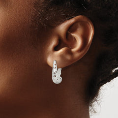 Sterling Silver Filigree Omega Back Hoop Earrings