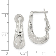 Sterling Silver Filigree Omega Back Hoop Earrings