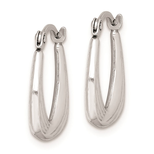 Rhodium-plated Sterling Silver Hollow Hoop Earrings