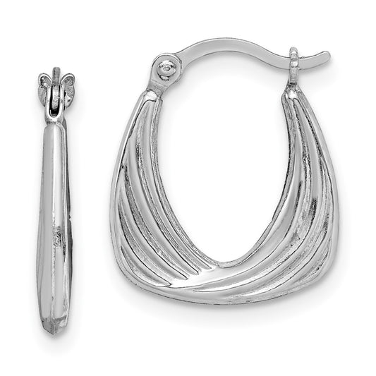 Rhodium-plated Sterling Silver Hollow Hoop Earrings