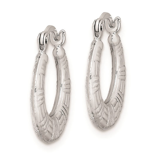 Rhodium-plated Sterling Silver Patterned Hoop Earrings