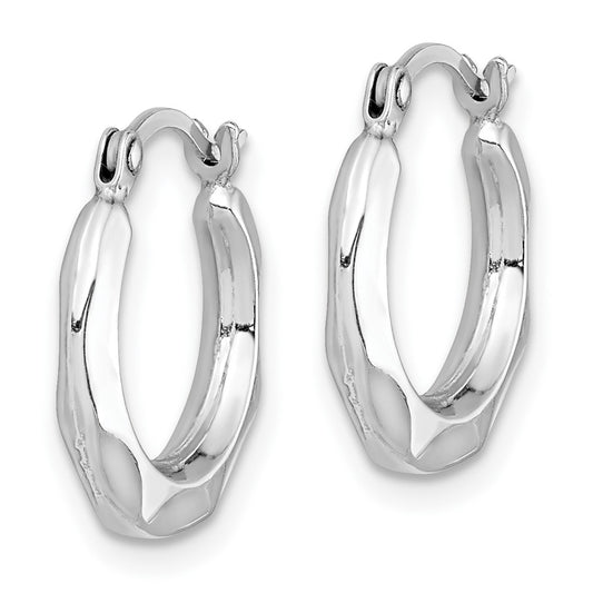 Rhodium-plated Sterling Silver Hollow Hoop Earrings