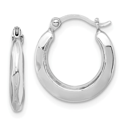 Rhodium-plated Sterling Silver Hollow Hoop Earrings