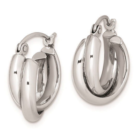 Rhodium-plated Sterling Silver Double Hoop Earrings