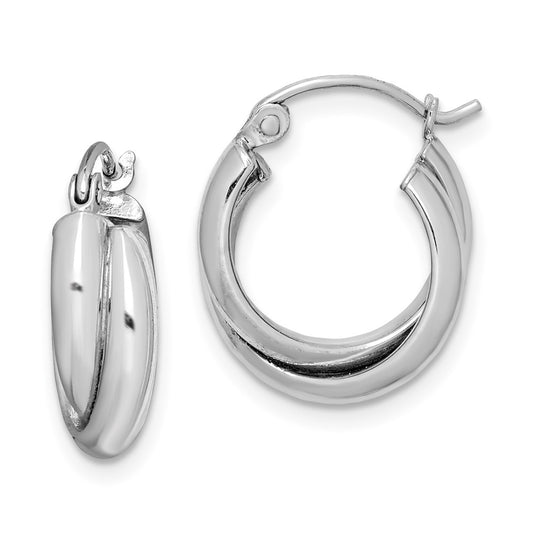 Rhodium-plated Sterling Silver Double Hoop Earrings