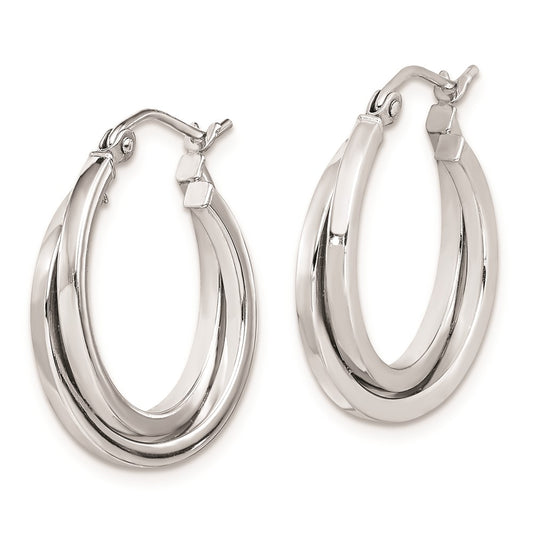 Rhodium-plated Sterling Silver Double Hoop Earrings