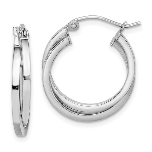 Rhodium-plated Sterling Silver Double Hoop Earrings