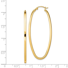 Yellow Gold-plated Sterling Silver Square Tube 2.5mm Oval Hoop Earrings