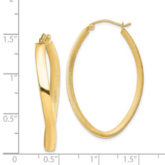 Yellow Gold-plated Sterling Silver Textured Wavy 4mm Oval Hoop Earrings