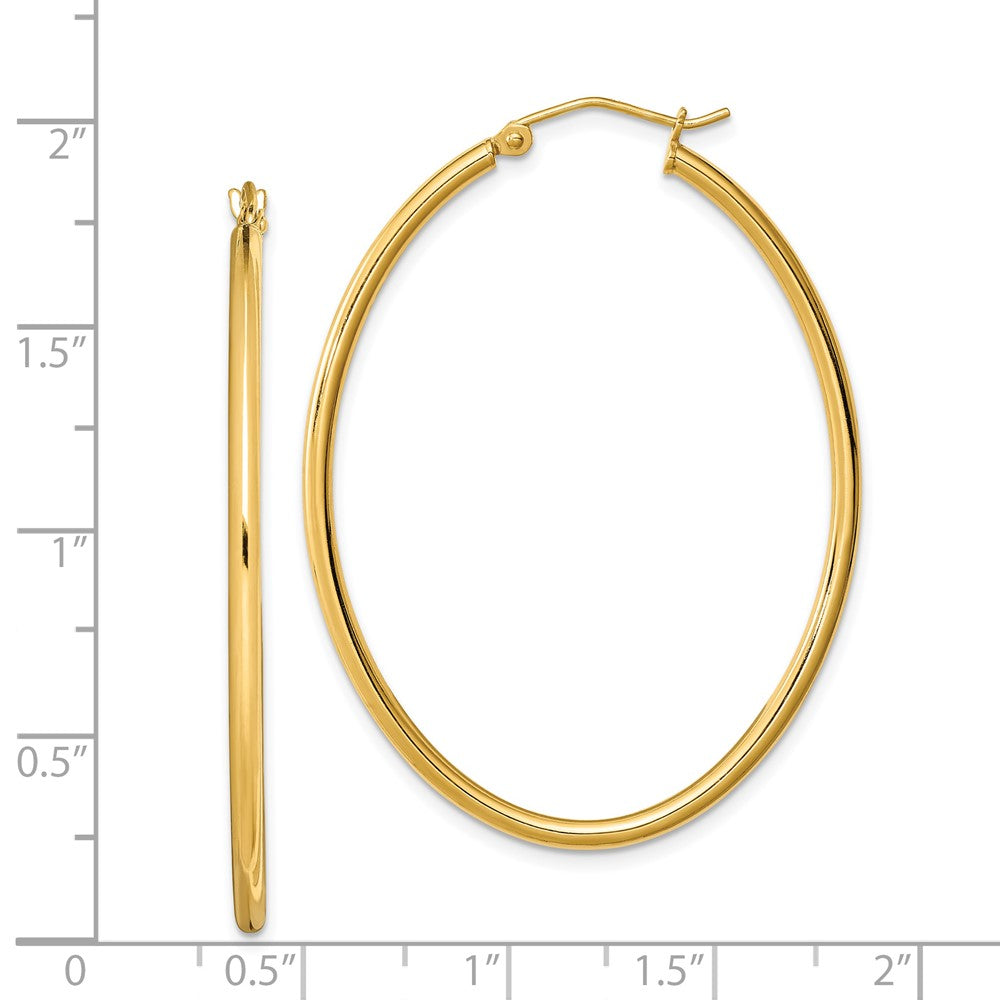 Yellow Gold-plated Sterling Silver Oval 2mm Hollow Hoop Earrings