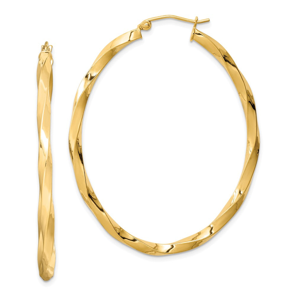 Yellow Gold-plated Sterling Silver Twisted 4mm Oval Hoop Earrings