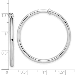 Rhodium-plated Silver 2.5x30mm Non-Pierced Hoop Earrings