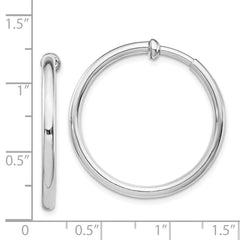 Rhodium-plated Silver 2.5x25mm Non-Pierced Hoop Earrings