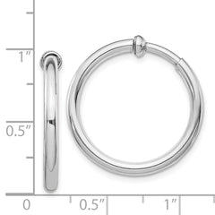 Rhodium-plated Silver 2.5x20mm Non-Pierced Hoop Earrings