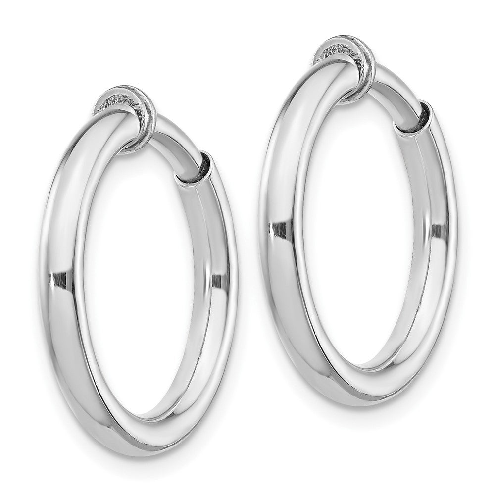 Rhodium-plated Silver 2.5x15mm Non-Pierced Hoop Earrings